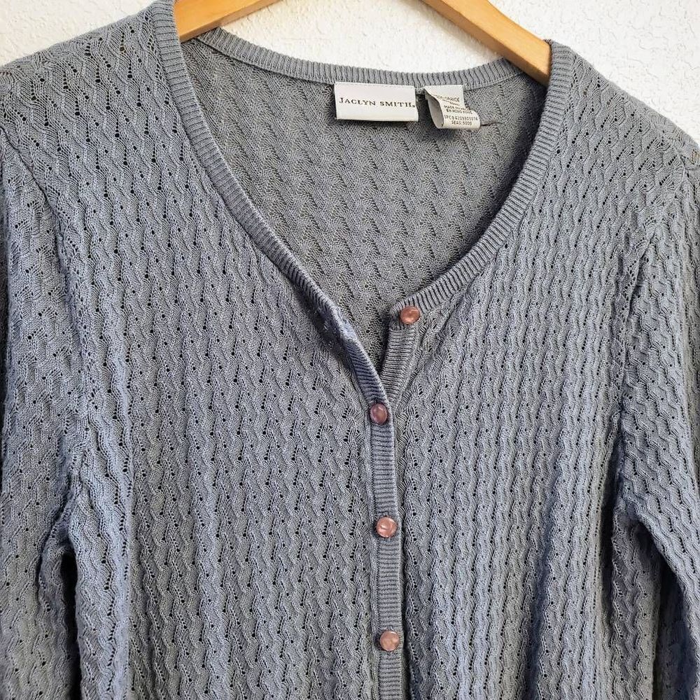 Jaclyn Smith baby blue Knit Cardigan: Lg: Layering Romantic Feminine Cottagecore